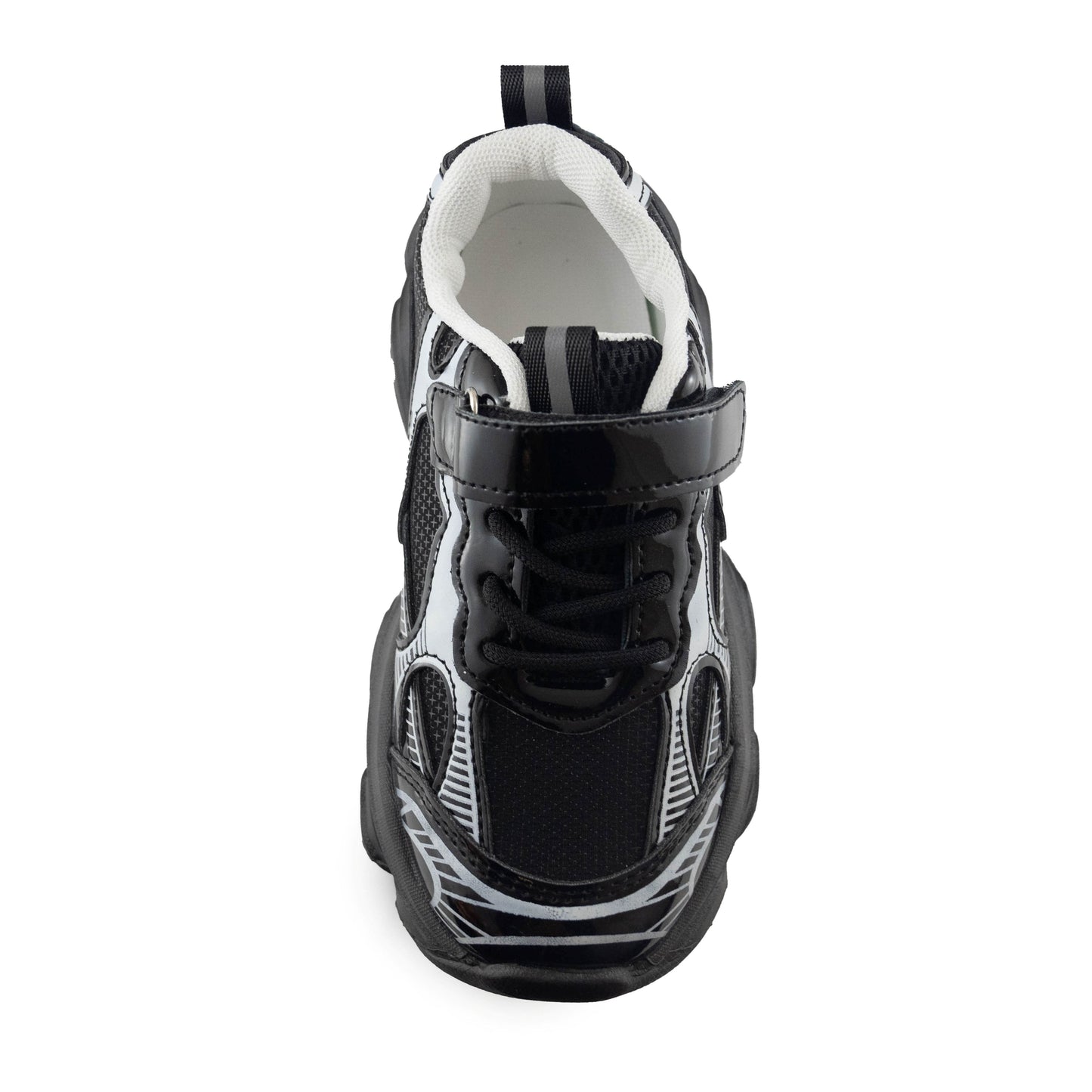 Kids' Chunky Sneakers – 128 Black & Silver Lightweight Shoes