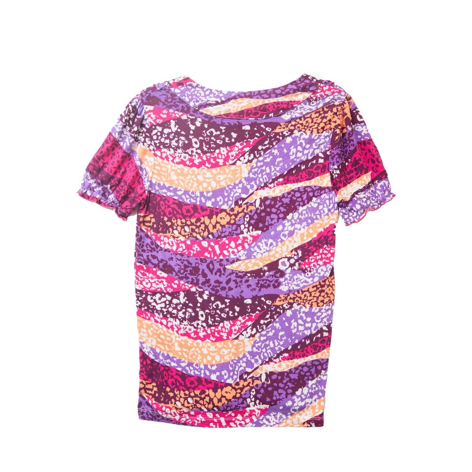 Women's Summer Casual Round Neck Short Sleeve Top Purple/Red