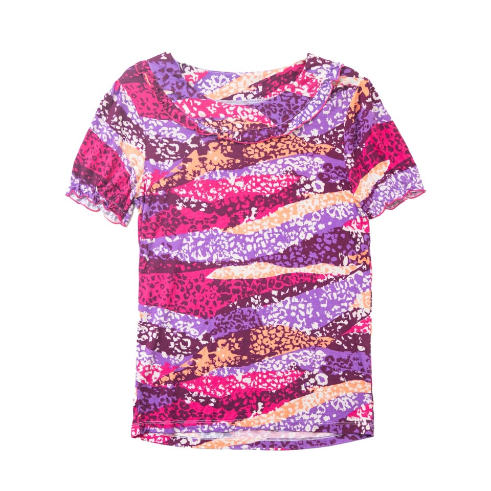 Women's Summer Casual Round Neck Short Sleeve Top Purple/Red
