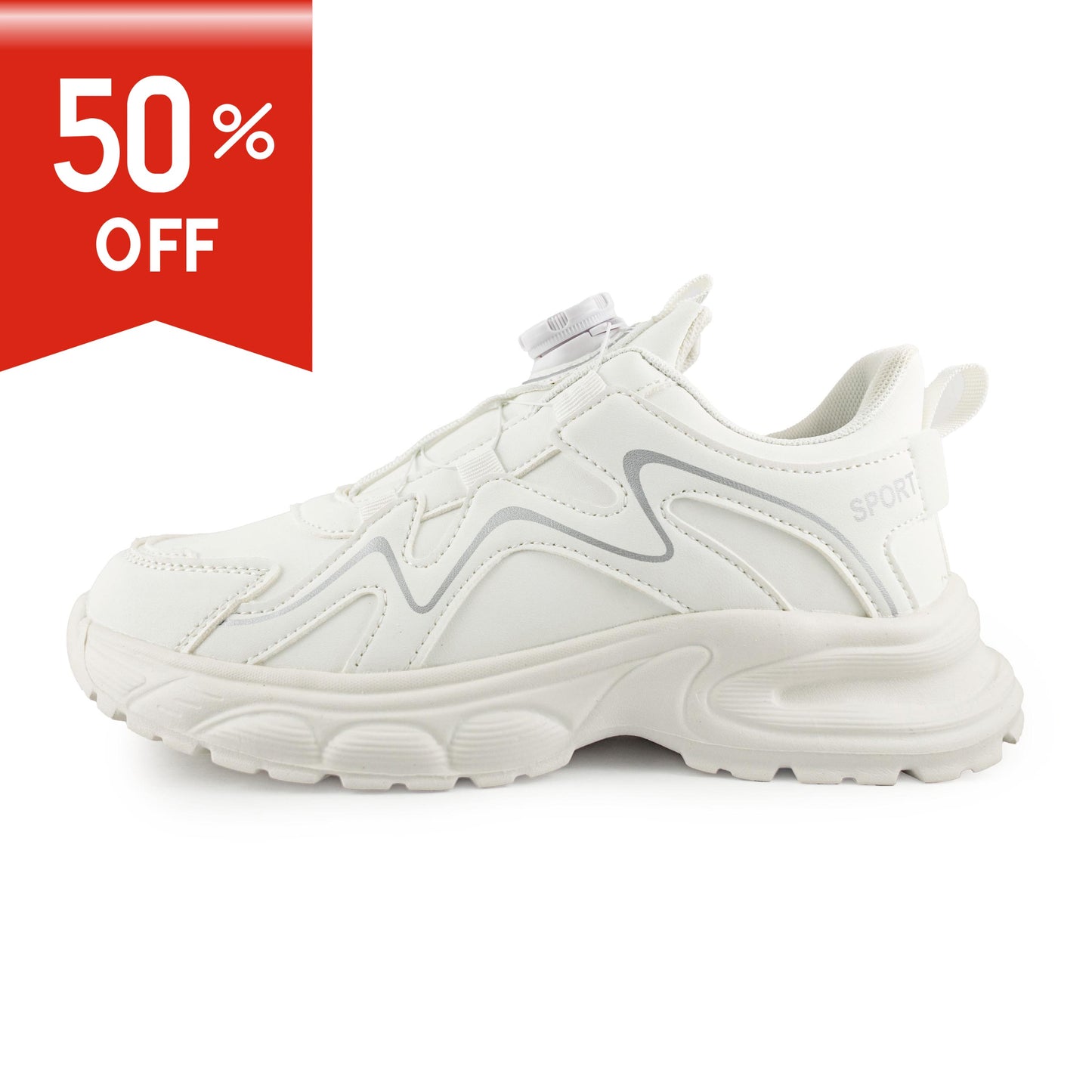 Youth Rotary buckle Sneakers - A28666 White