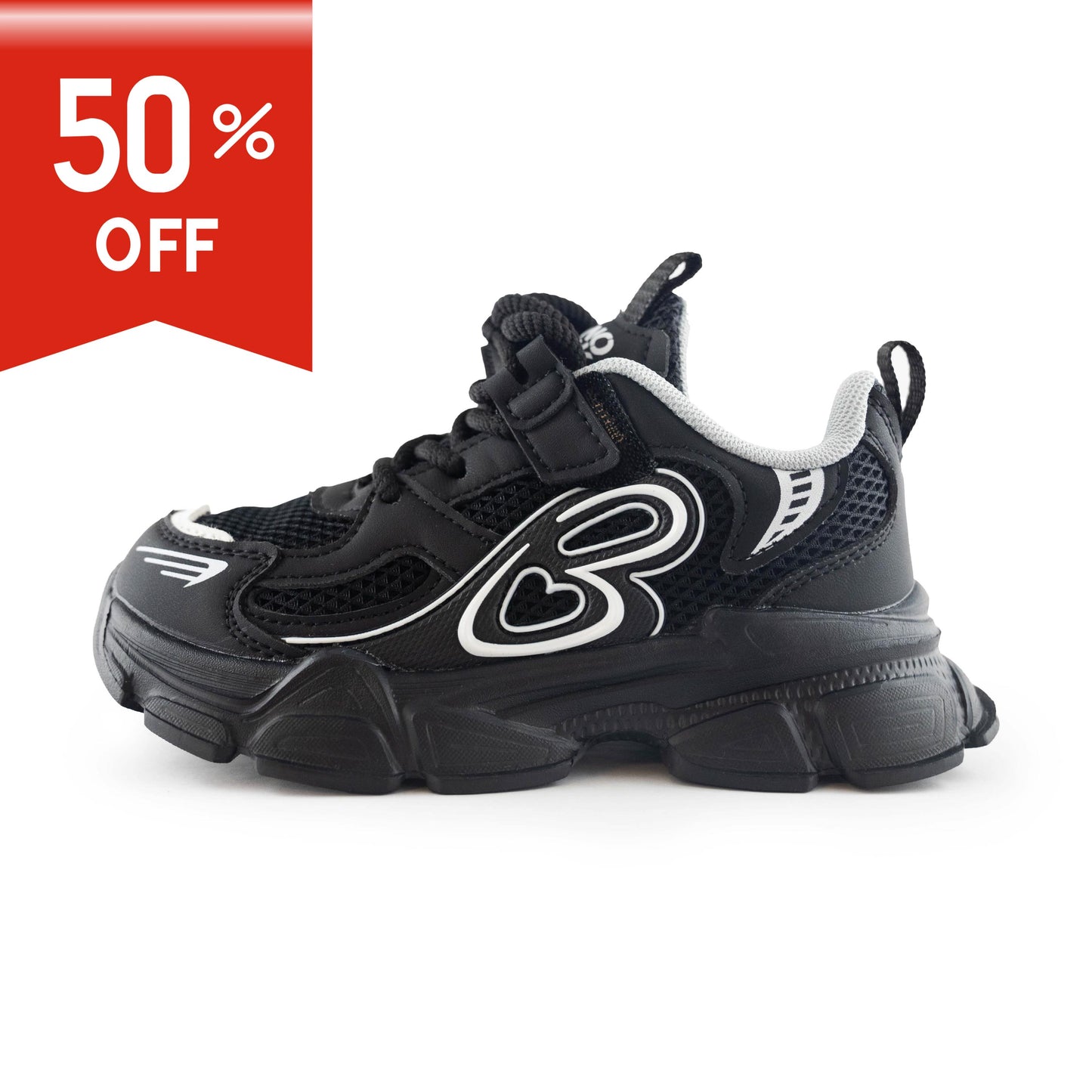 Kids' Chunky Sneakers – Stylish & Comfortable Sport Shoes Black A6815 Black