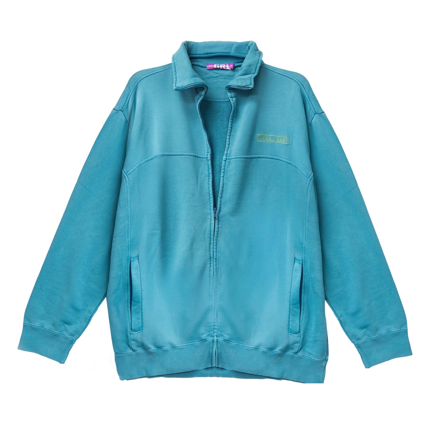 Men's Stand Neck Fleece Zipper Sports Jacket Blue