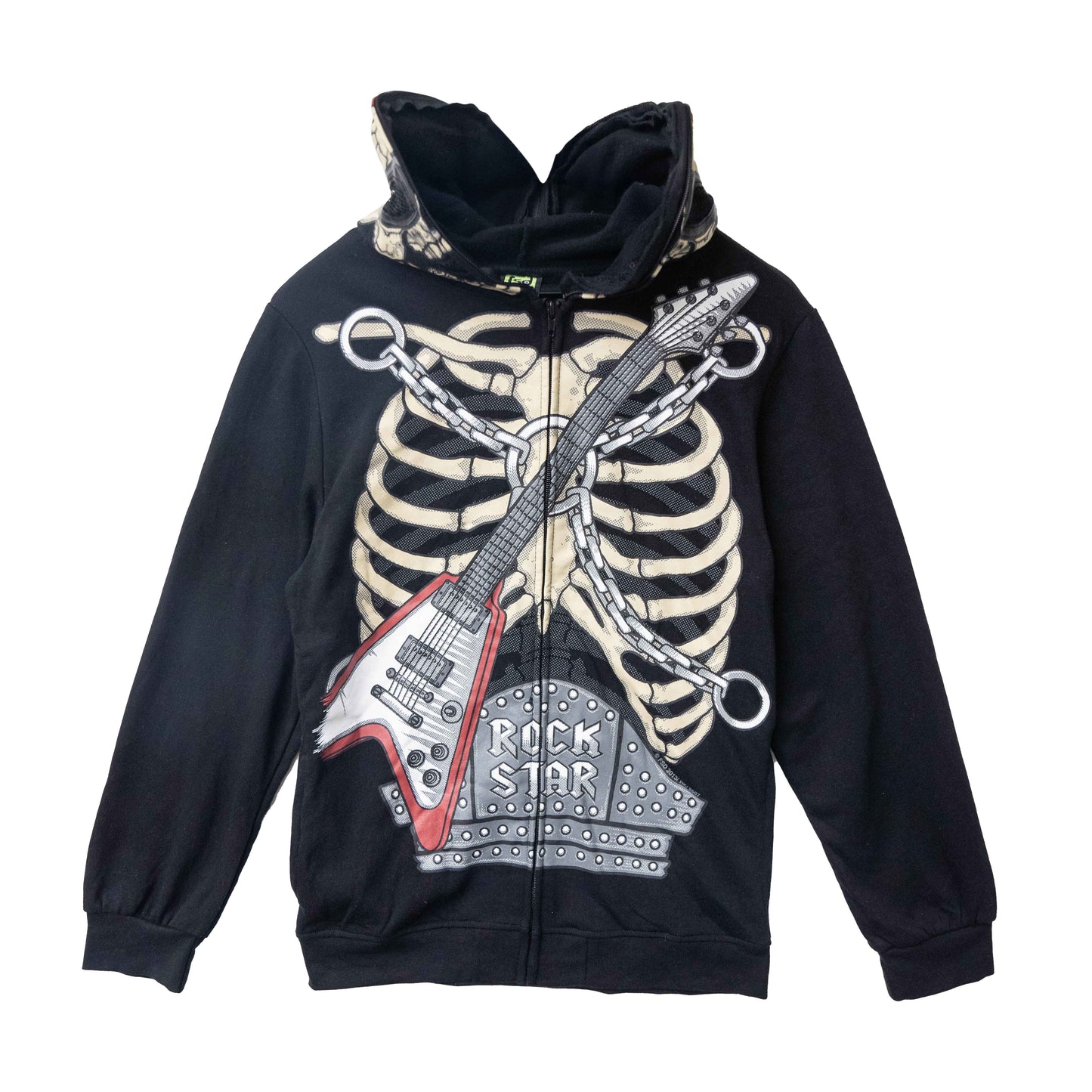 Boys Rock Star Skull Zip Over Face Hoodie