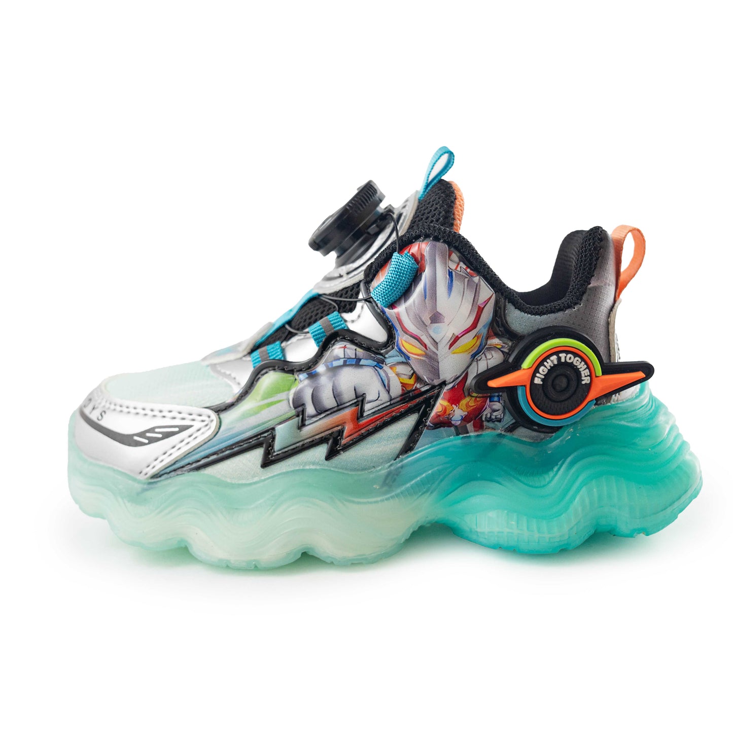 Kids' Superhero Rotary buckle LED Sneakers – M307 Green