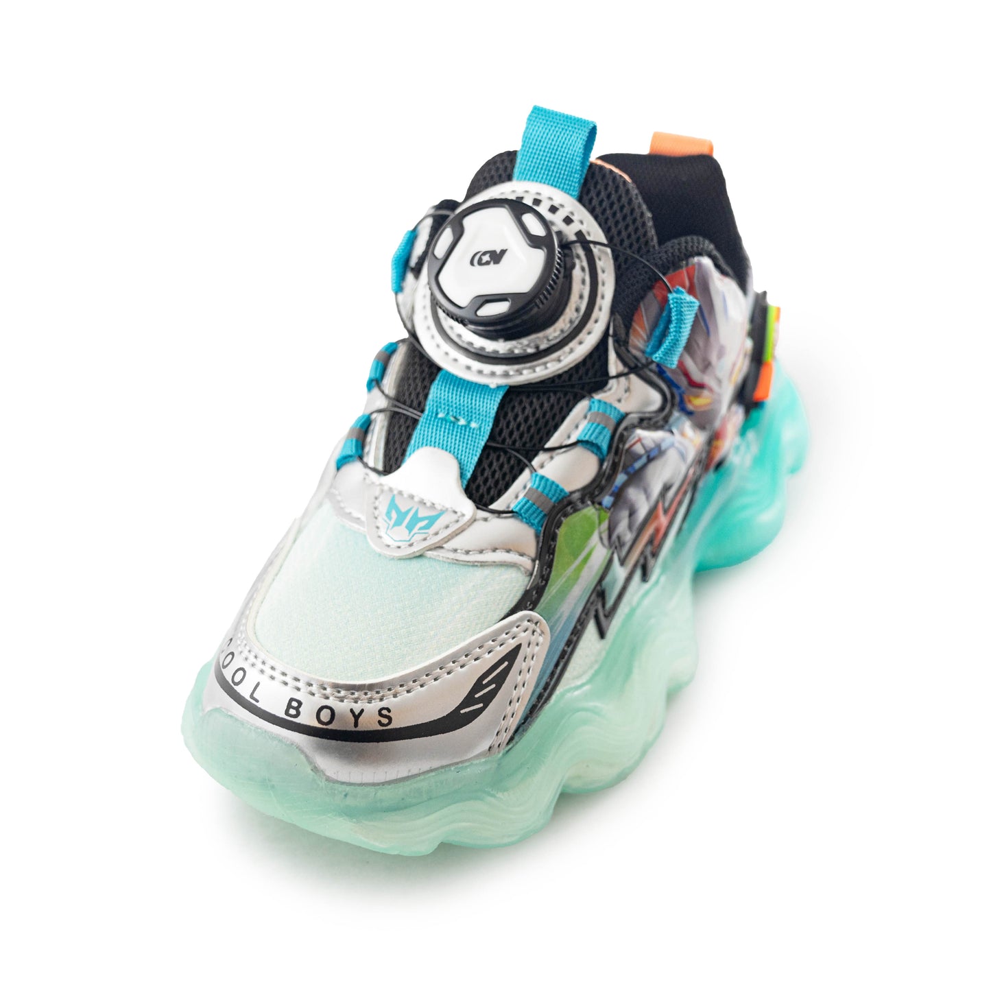 Kids' Superhero Rotary buckle LED Sneakers – M307 Green