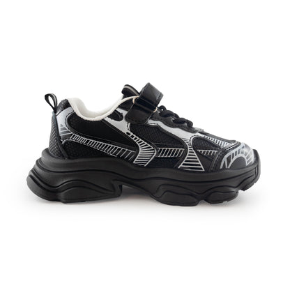 Kids' Chunky Sneakers – 128 Black & Silver Lightweight Shoes