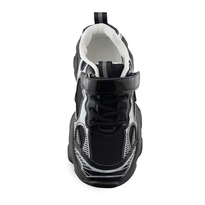 Kids' Chunky Sneakers – 128 Black & Silver Lightweight Shoes