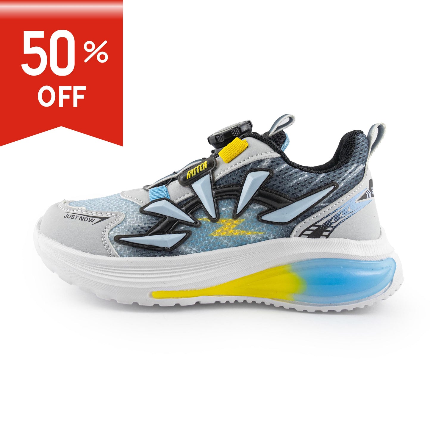 Youth Rotary buckle Sneakers - B6801 Cyan/Gray