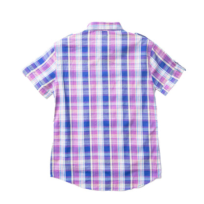 Plaid Short Sleeve 2 Pockets Men Casual Shirt