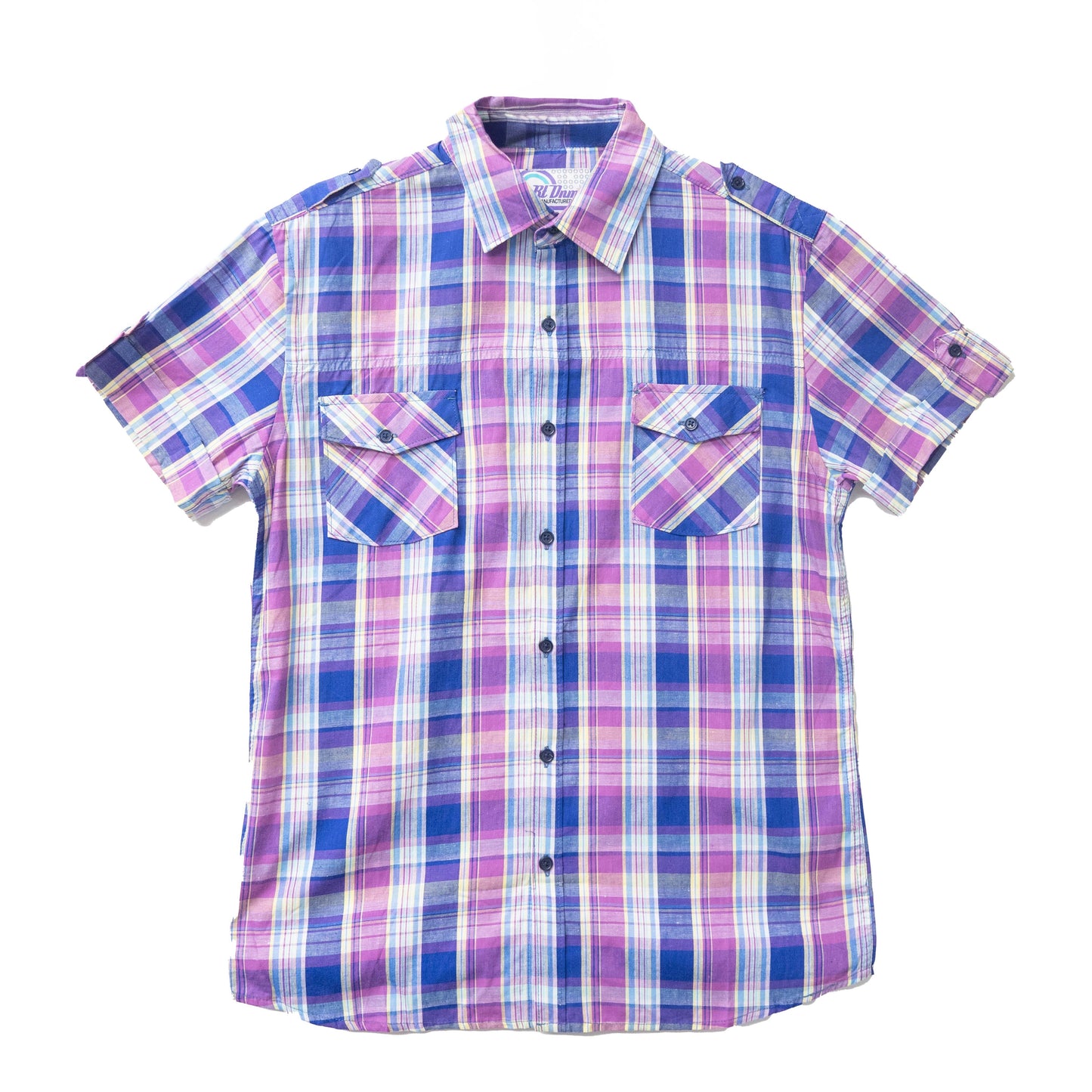 Plaid Short Sleeve 2 Pockets Men Casual Shirt