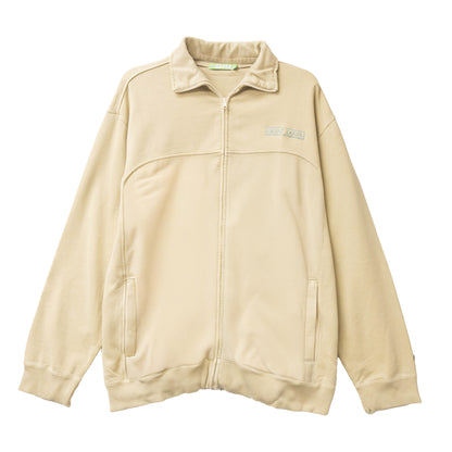 Men's Stand Neck Fleece Zipper Sports Jacket Cream