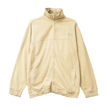 Men's Stand Neck Fleece Zipper Sports Jacket Cream