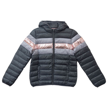 Numero Quilted Packable Hooded Full Zip Women's Puffer sliver Black/Gray/Copper