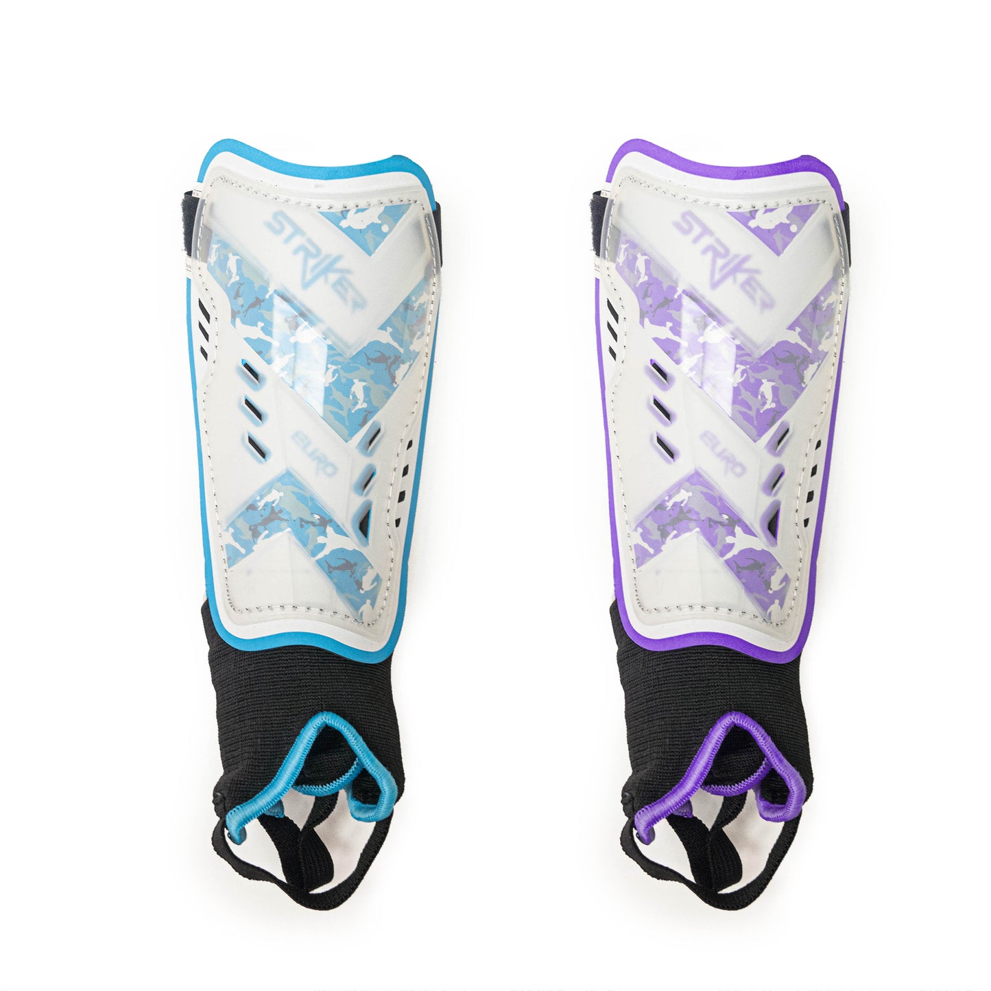 Striker Purple, Blue Soccer shin guards Pair For Age 3-5