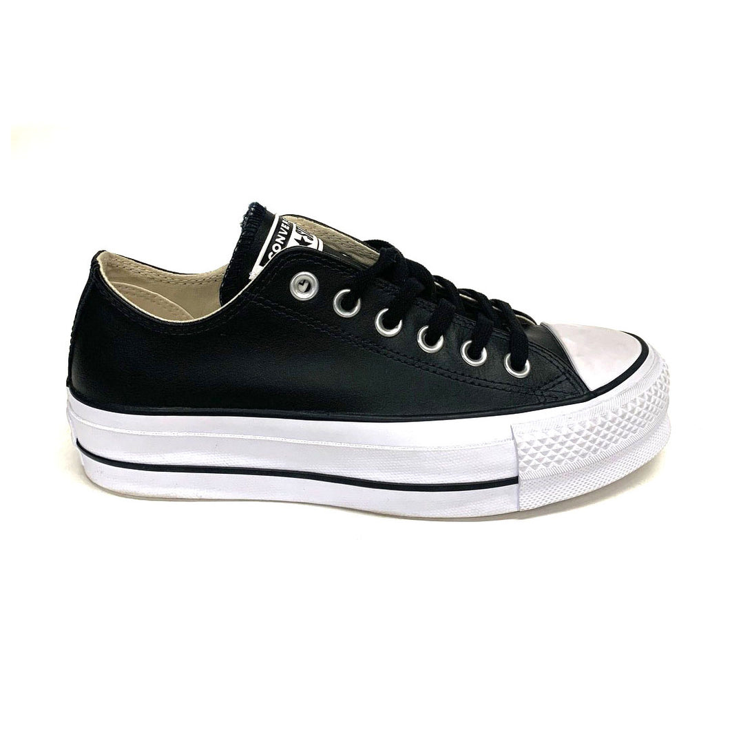 Chuck Taylor All Star Leather Platform Low Top In Black/Black